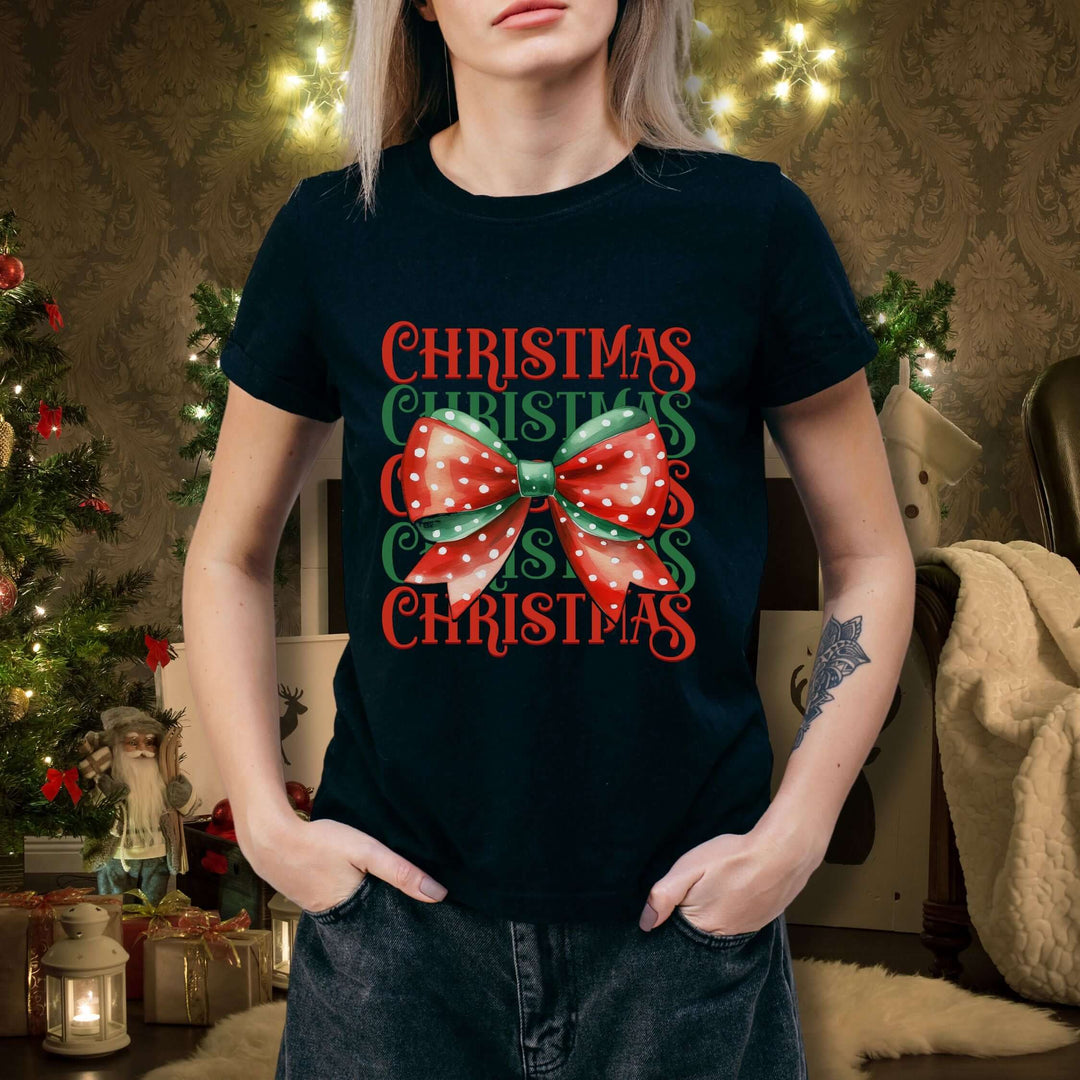 Christmas Bow Tee T-Shirt Printify