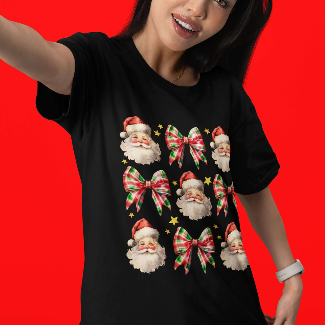 Christmas Tee - Festive Santa Claus Pattern T-Shirt Printify