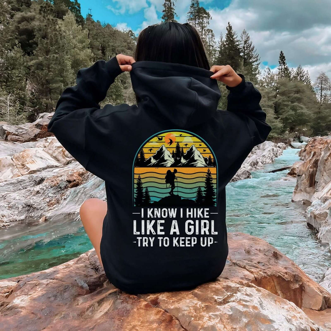 Empowering Outdoor Hoodie: "I Know I Hike Like a Girl" Hoodie Printify