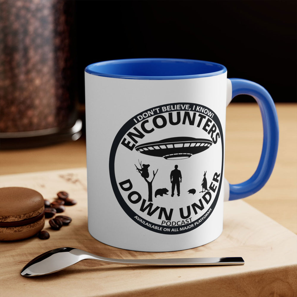 Encounters Down Under Podcast Mug Mug Printify 11oz Blue
