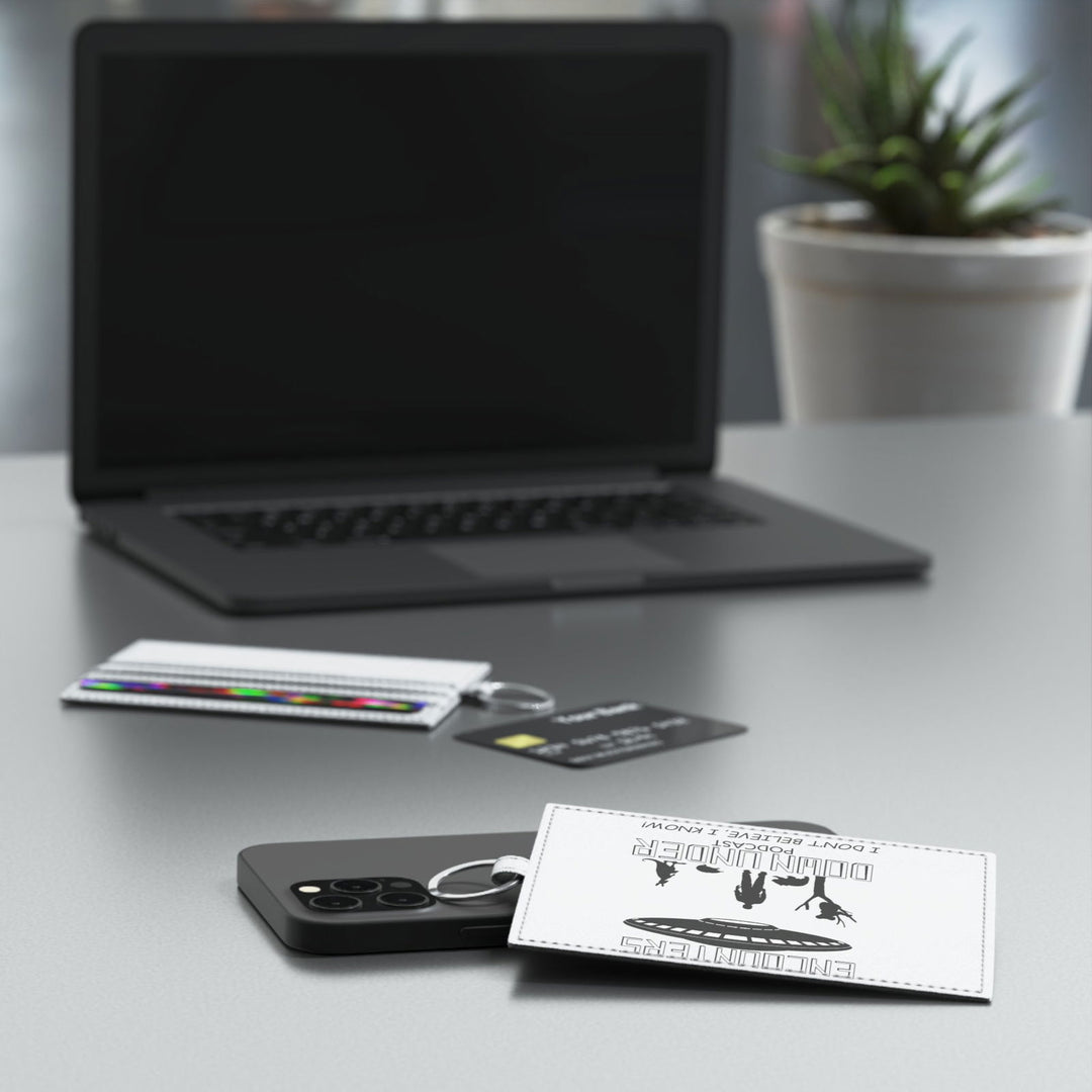 Encounters Down Under Podcast Saffiano Leather Card Holder - Sleek and Stylish Podcast Elegance 2 Accessories Printify One size White