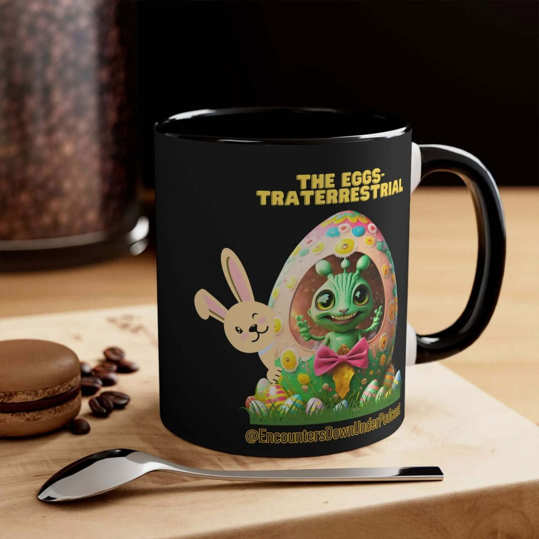 Encounters Down Under Podcast Supporting UFO Mug - Easter Egg Mug Mug Printify 11oz Black