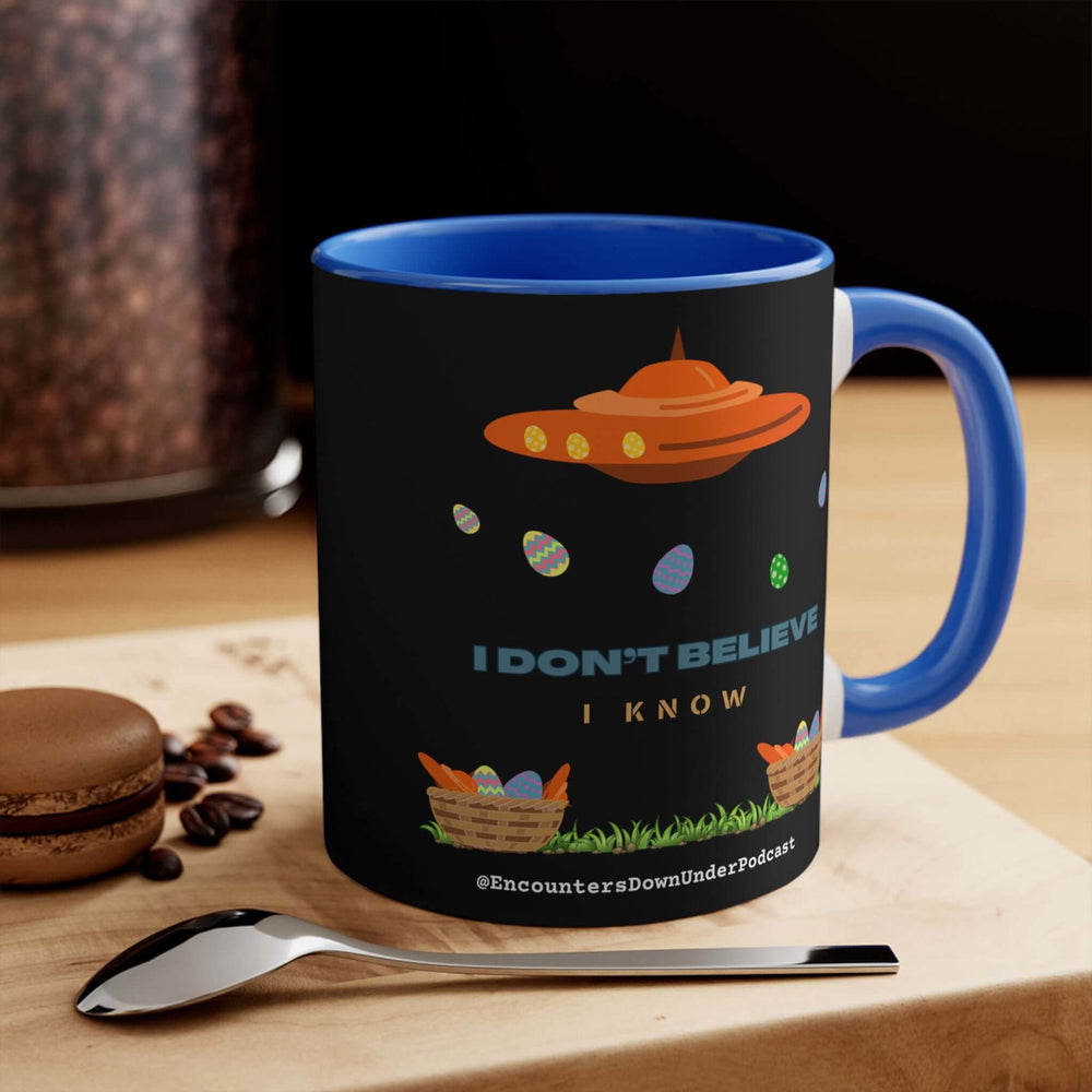 Encounters Down Under Podcast Supporting UFO Mug - Easter Egg UFO Mug Mug Printify 11oz Blue