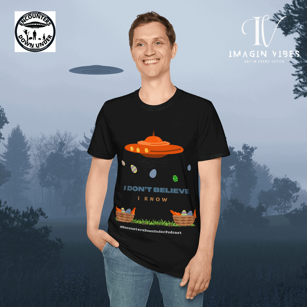 Encounters Down Under Podcast Supporting UFO Shirt - Easter Egg UFO Tee T-Shirt Printify