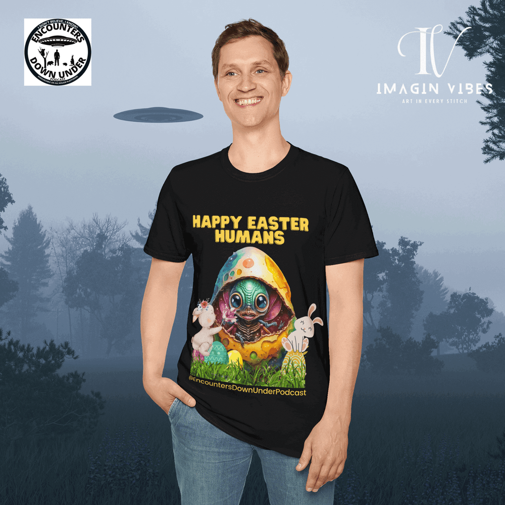 Encounters Down Under Podcast Supporting UFO Shirt - Happy Easter T-Shirt Printify