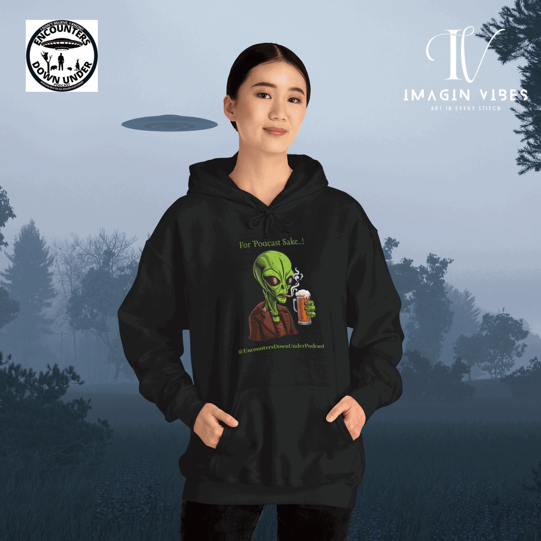 Encounters Down Under Supporter Hoodie- For Podcast's Sake Funny Alien Hoodie Hoodie Printify