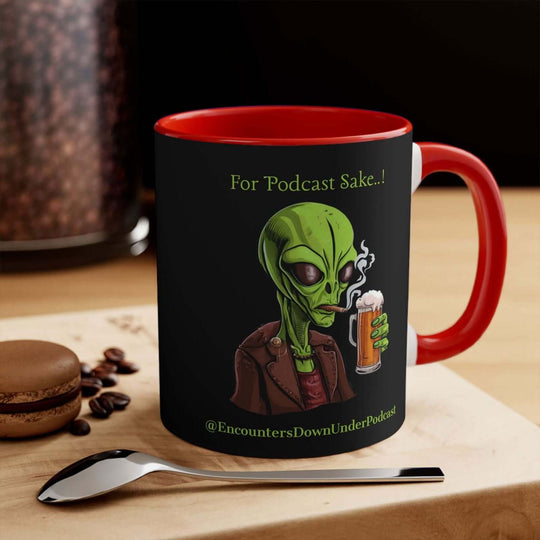 Encounters Down Under Supporter Mug - For Podcast's Sake Funny Alien Design Mug Printify 11oz Red