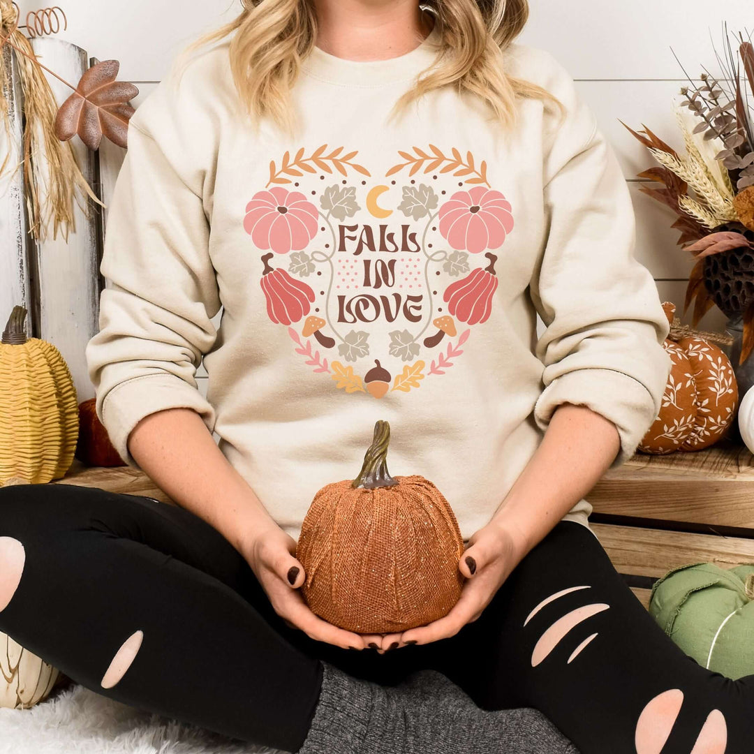 Fall in Love: Autumn Boho Sweatshirt Sweatshirt Printify L White