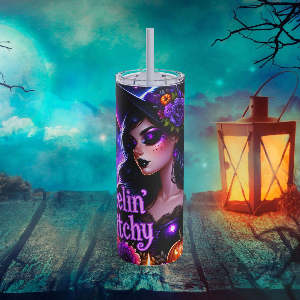 Feelin' Witchy Halloween Tumbler Mug Printify Dusty Blue 20oz Matte