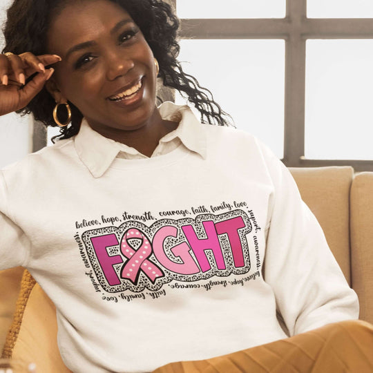 Fight Breast Cancer Sweatshirt Sweatshirt Printify L White