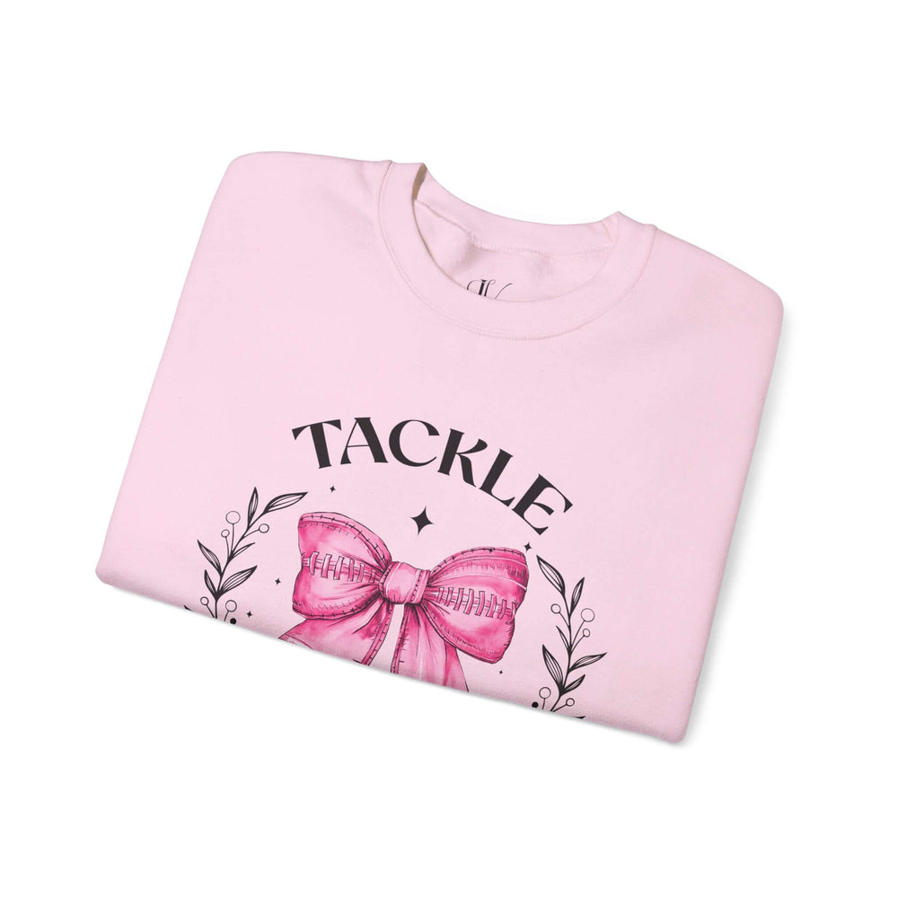 Pink Out Tackle Breast Cancer Football Coquette Sweatshirt Sweatshirt Printify