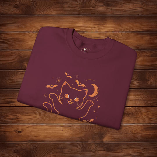 Spooky Cat & Pumpkins Halloween Sweatshirt Sweatshirt Printify
