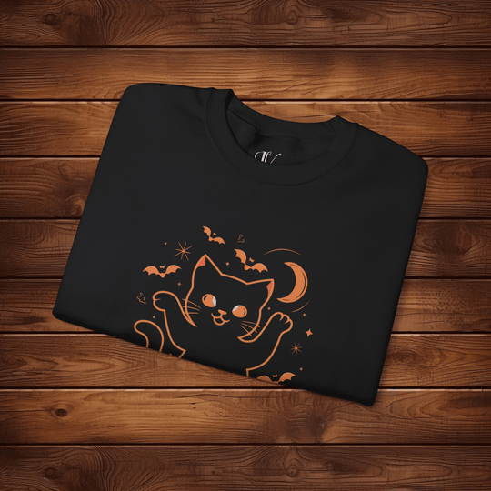 Spooky Cat & Pumpkins Halloween Sweatshirt Sweatshirt Printify