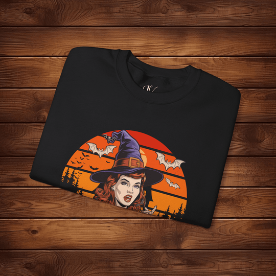 Retro Pin-Up Witch Sweatshirt Sweatshirt Printify
