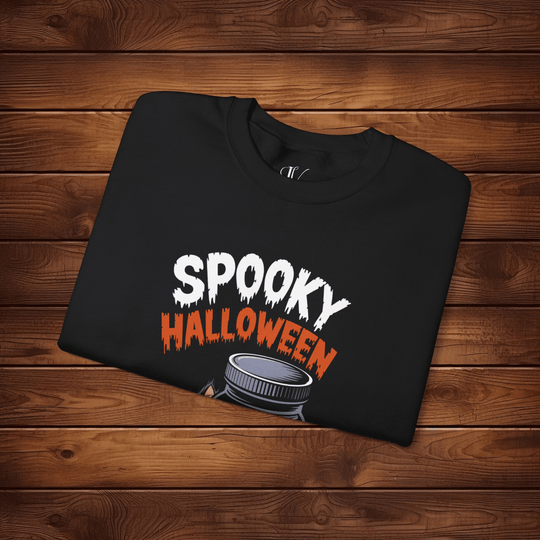 Spooky Cat & Ghost Halloween Sweatshirt Sweatshirt Printify