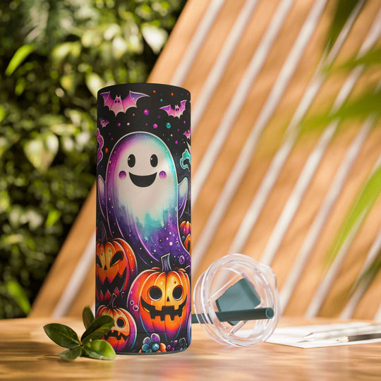 Ghosts and Pumpkins Halloween Tumbler Mug Printify Deep Teal 20oz Matte