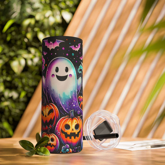 Ghosts and Pumpkins Halloween Tumbler Mug Printify Black 20oz Matte