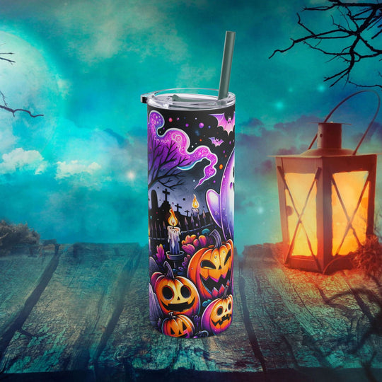 Ghosts and Pumpkins Halloween Tumbler Mug Printify