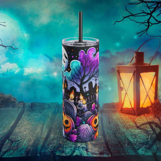 Ghosts and Pumpkins Halloween Tumbler Mug Printify