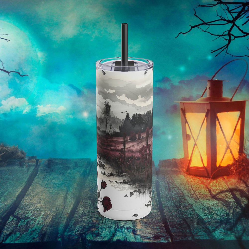 Gothic Roses and Castle Halloween Tumbler Mug Printify