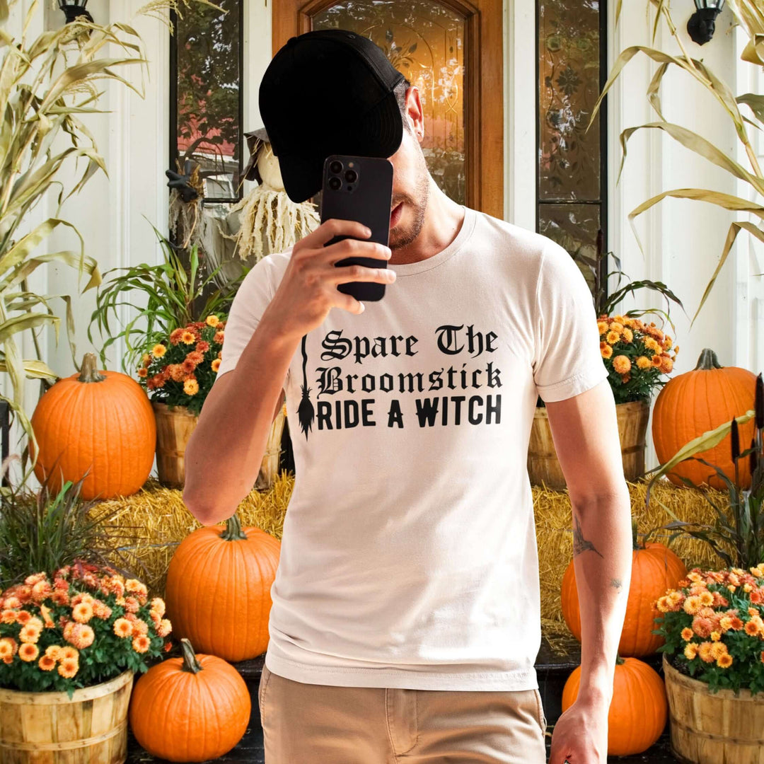Halloween Tee - Funny Witch's Broomstick Design T-Shirt Printify White L