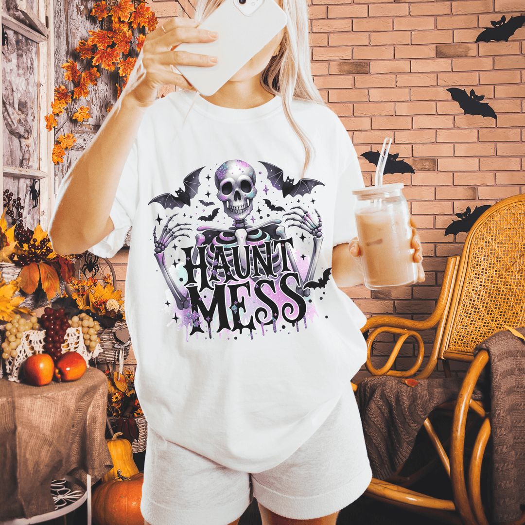 Haunt Mess: Snarky Skeleton Halloween T-Shirt T-Shirt Printify