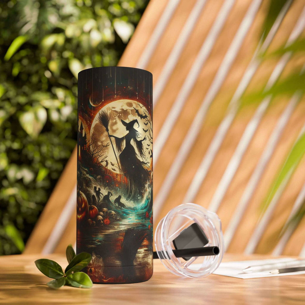 Haunted Castle Moon Drip Halloween Tumbler Mug Printify Black 20oz Matte