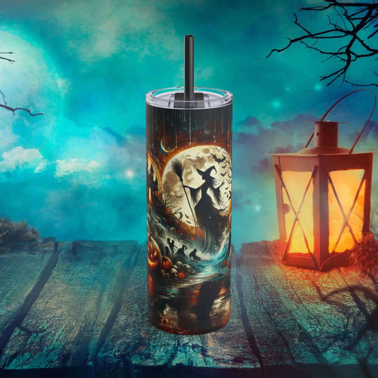 Haunted Castle Moon Drip Halloween Tumbler Mug Printify