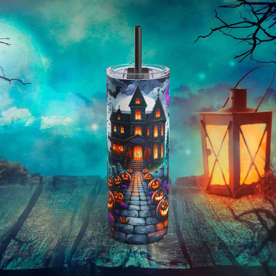 Haunted House Halloween Tumbler Mug Printify
