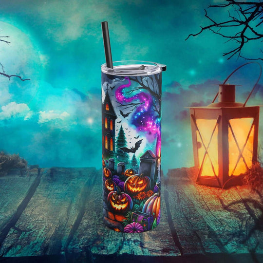 Haunted House Halloween Tumbler Mug Printify