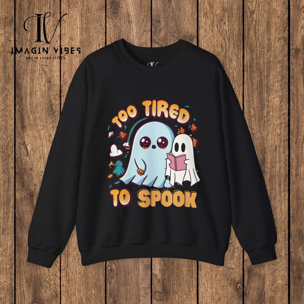 Hauntingly Bookish: Ghost Reader Halloween Sweatshirt Sweatshirt Printify S Black