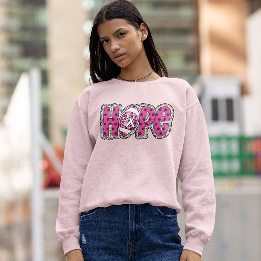 Hope Breast Cancer Football Sweatshirt Sweatshirt Printify