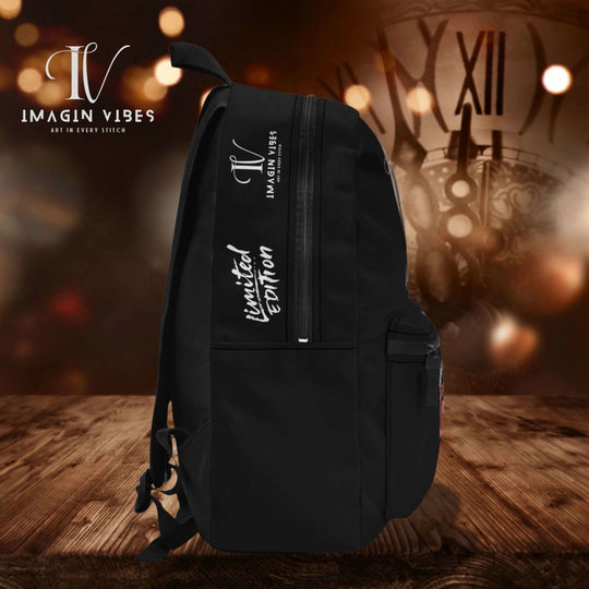 Black Backpack - Angel Embrace Limited Edition Backpack with Spiritual Love Message Bags Printify