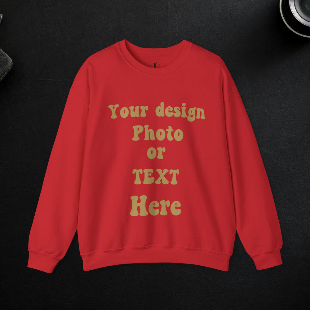 Imagin Vibes™ Crewneck Sweatshirt Personalized With Your Photo, Text Sweatshirt Printify S Red