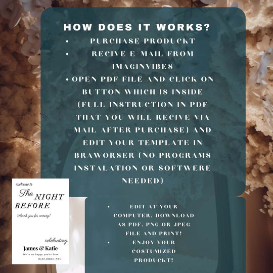Editable Rehearsal Dinner Sign Template planner ImaginVibes