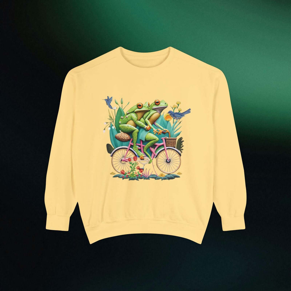 Imagin Vibes: Frogs Bicycle Sweatshirt Sweatshirt Printify
