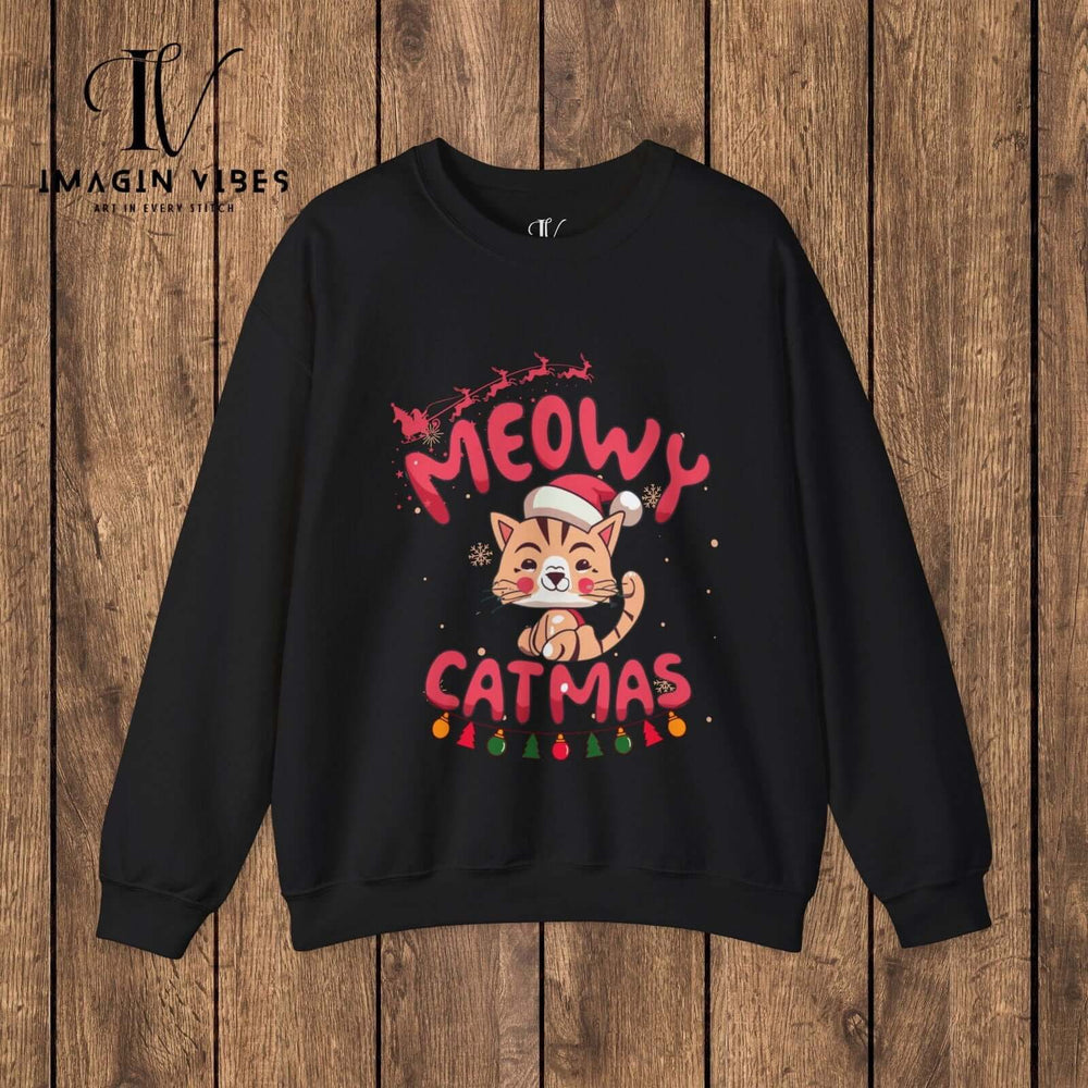 Imagin Vibes: Meowy Christmas Sweatshirt Sweatshirt Printify