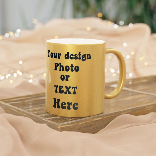 Imagin Vibes: Personalized Metallic Mug (Gold or Silver, Design Your Own!) Mug Printify 11oz Gold