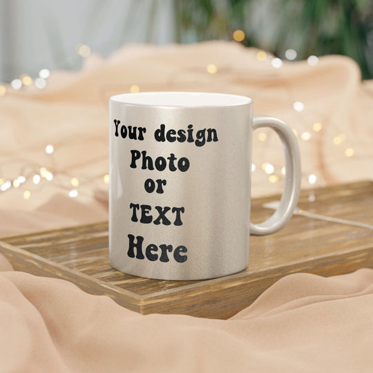 Imagin Vibes: Personalized Metallic Mug (Gold or Silver, Design Your Own!) Mug Printify 11oz Silver