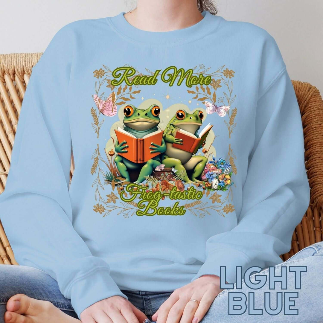 Imagin Vibes: Read More Books Frog Sweatshirt Sweatshirt Printify