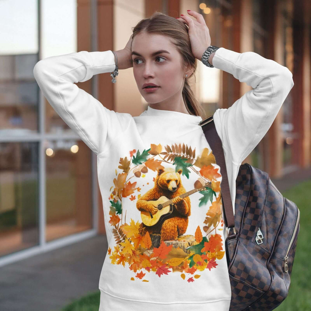 Imagin Vibes: Rock Fall in Style - Bear Guitar Sweatshirt Sweatshirt Printify
