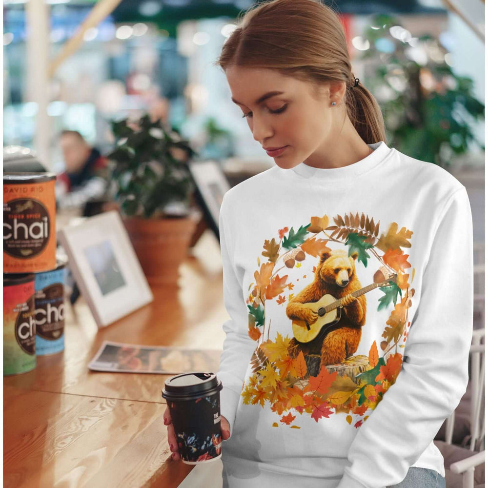 Imagin Vibes: Rock Fall in Style - Bear Guitar Sweatshirt Sweatshirt Printify