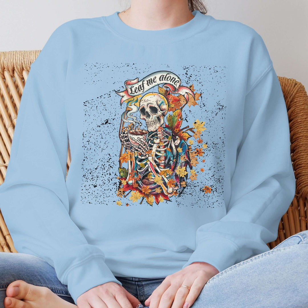Leaf Me Alone: Grunge Skeleton Halloween Sweatshirt Sweatshirt Printify