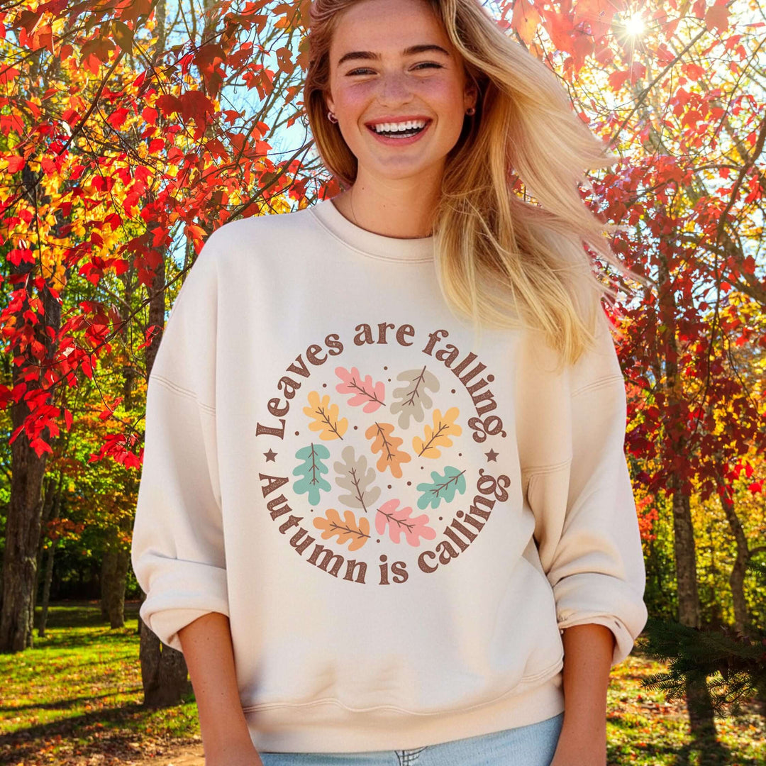 Leaves Are Falling: Autumn Boho Sweatshirt Sweatshirt Printify L White