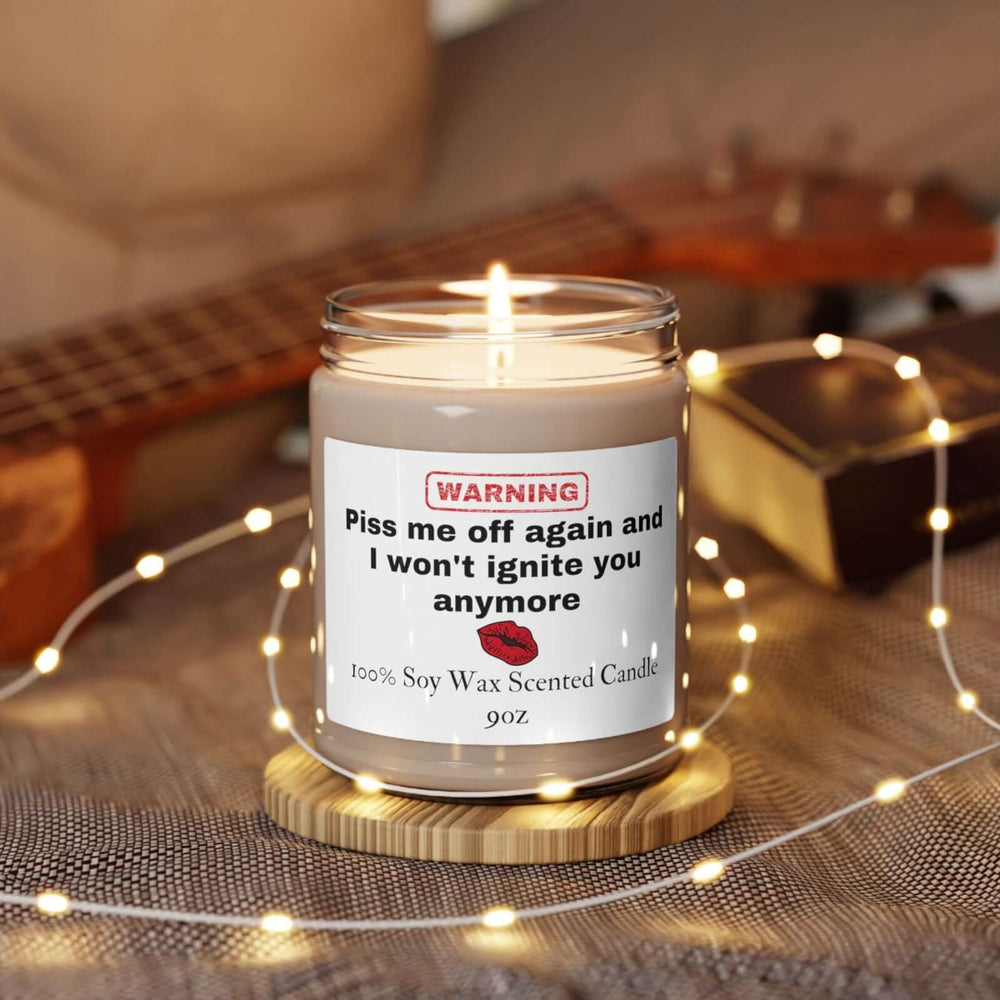 Lighten Up with "Piss Me Off Again" Candle Funny Gift, 50+ hrs, Choose Your Scent Home Decor Printify Apple Harvest 9oz