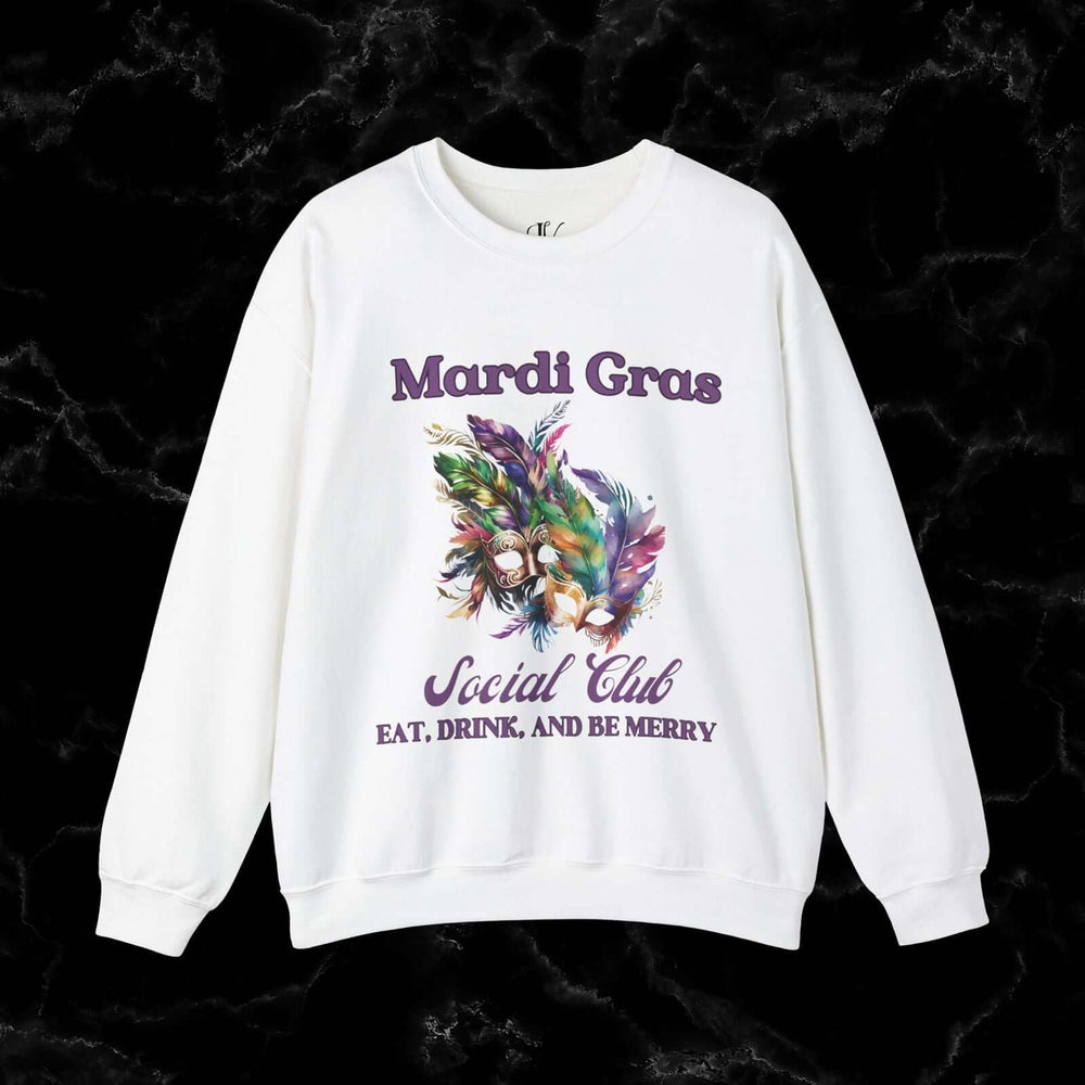Mardi Gras Vibes: "Eat, Drink, Be Marry" Sweatshirt Sweatshirt Printify S White
