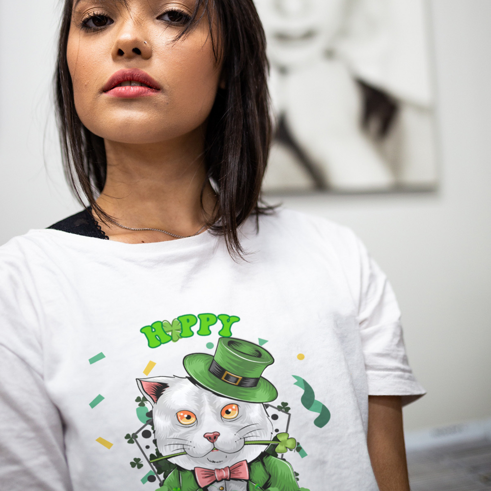 Cat St Catty's Day T-shirt T-Shirt Printify White M