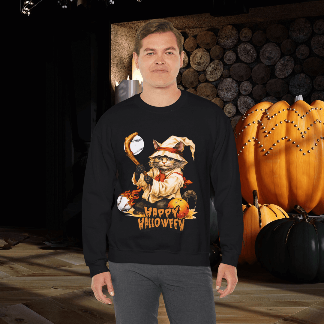 Meow-ve Over, It's a Cat Ball! Halloween Baseball Tee Sweatshirt Printify