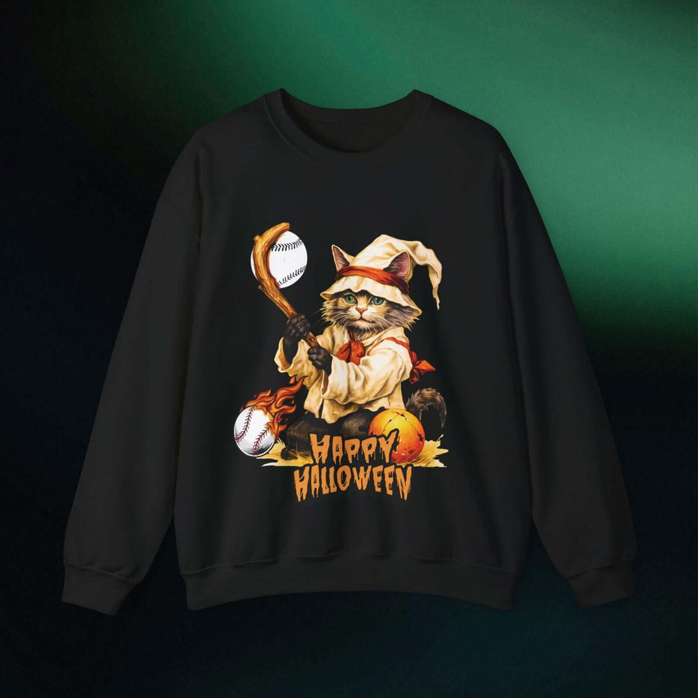 Meow-ve Over, It's a Cat Ball! Halloween Baseball Tee Sweatshirt Printify S Black