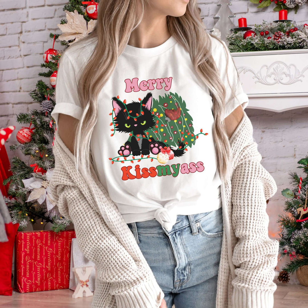 Merry Christmas, Kitty: Funny Cat T-Shirt T-Shirt Printify